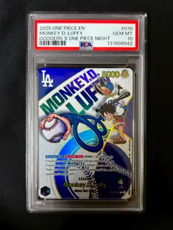 One Piece PSA 10 Monkey D Luffy Leader Promo 2025 EB02-010 LA Dodgers English #1 - Image 1