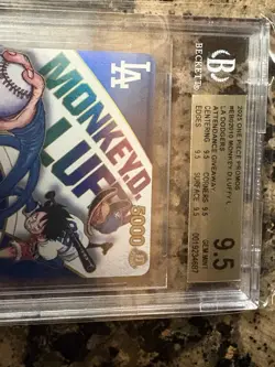 2025 ONE PIECE PROMOS DODGERS X ONE PIECE NIGHT #010 MONKEY D. LUFFY BGS 9.5 GEM - Image 5