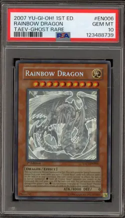Yu-Gi-Oh! Rainbow Dragon 1st Edition Ghost Rare TAEV-EN006 PSA 10 Gem Mint - Image 1
