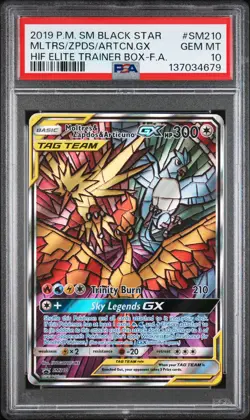 2019 POKEMON SM BLACK STAR PROMO FULL ART/MOLTRES & ZAPDOS & ARTICUNO GX PSA 10 - Image 1