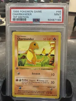 Pokemon TCG Charmander #46/102 1st Edition Shadowless Base Set PSA 9 - Image 1