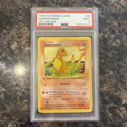 1999 Pokemon Charmander 1st Edition Shadowless Base Set 46/102 PSA 9 Mint - Image 1