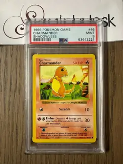 PSA 9 - Pokemon CHARMANDER 46/102 - SHADOWLESS BASE SET - MINT - Image 1
