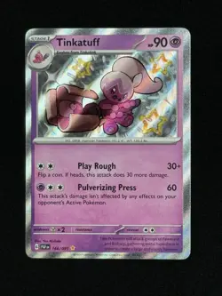 Tinkatuff 166/091 SV: Paldean Fates Shiny Rare Holo NM Pokemon Card - Image 1