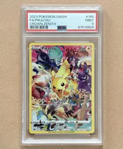 Pokemon Pikachu TCG Crown Zenith Full Art Secret Rare Card 160/159 PSA 9 - Image 1