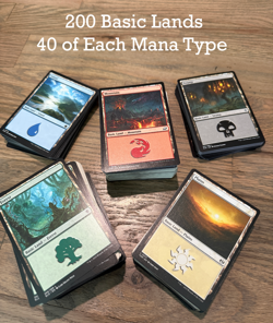 200 Magic the Gathering Basic Land Cards Lot - 40 of each Mana type - MTG LP+ - Image 1