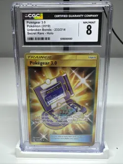 CGC 8 2019 Pokemon Pokegear 3.0 233/214 Gold Secret Rare Unbroken Bonds - Image 1