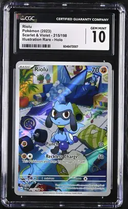 Pokemon CGC 10 Riolu 215/198 Illustration Rare Scarlet & Violet Base Gem Mint - Image 1