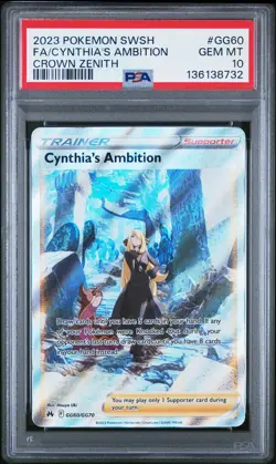 2023 POKEMON SWORD & SHIELD CROWN ZENITH FULL ART/CYNTHIA'S AMBITION PSA 10 - Image 1