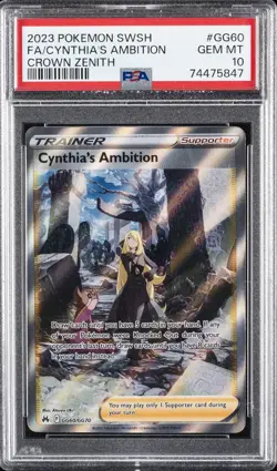 2023 POKEMON SWORD & SHIELD CROWN ZENITH FULL ART/CYNTHIA'S AMBITION PSA 10 - Image 1