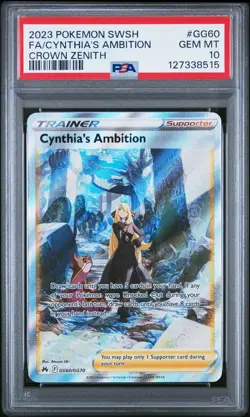 2023 POKEMON SWORD & SHIELD CROWN ZENITH FULL ART/CYNTHIA'S AMBITION PSA 10 - Image 1