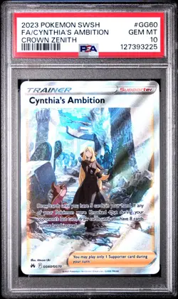 2023 POKEMON SWORD & SHIELD CROWN ZENITH FULL ART/CYNTHIA'S AMBITION PSA 10 - Image 1