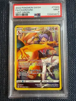 2022 Pokemon SWSH Lost Origin #TG03 FA Charizard PSA 9 MINT - Image 1
