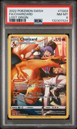 2022 Pokemon SWSH Lost Origin FA/Charizard #TG03 PSA NM-MT 8 - Image 1