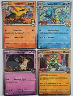Pokemon Destined Rivals Stamped Pre-Release 034 049 087 096 Promo Set DRI - Image 1