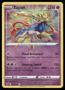Zacian Amazing Rare SWSH04: Vivid Voltage 082/185 NM Pokemon TCG - Image 1