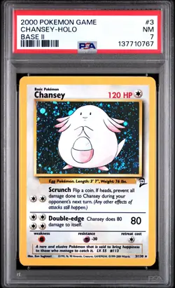 2000 POKEMON BASE SET 2 #3 CHANSEY-HOLO PSA 7 - Image 1