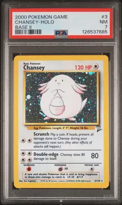 2000 POKEMON BASE SET 2 #3 CHANSEY-HOLO PSA 7 - Image 1