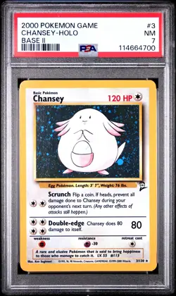 2000 POKEMON BASE SET 2 #3 CHANSEY-HOLO PSA 7 - Image 1