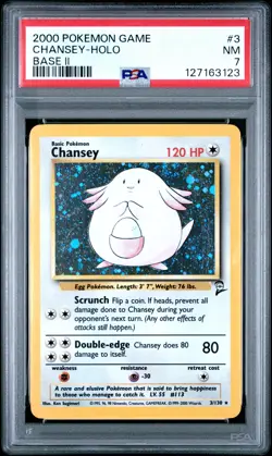 2000 POKEMON BASE SET 2 #3 CHANSEY-HOLO PSA 7 - Image 1
