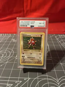 Vintage 1999 Pokemon Shadowless Hitmonchan Holo 7/102 PSA 8 - Image 1