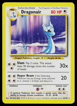 Pokemon Card - Dragonair Base Set 1999-2000 UK 4th Print 18/102 Rare - Image 1