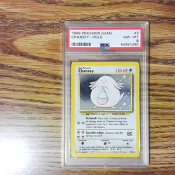 Original BASE SET Chansey 3/102 Reverse Holo Graded Pokemon Card - PSA 8 - Image 1