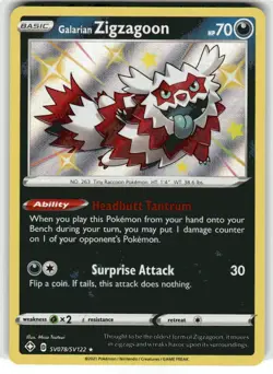 Galarian Zigzagoon - SV078/SV122 - Pokemon Shining Fates Sword Shield Shiny NM - Image 1