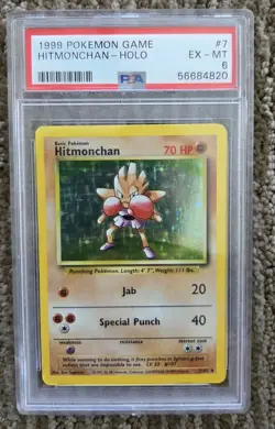 1999 Pokemon Base Hitmonchan #7 Holo PSA 6 EX-MT - Image 1