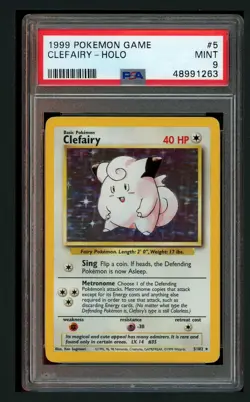 Pokemon PSA 9 Mint Clefairy 1999 Base Set Unlimited Holo #5 - Image 1