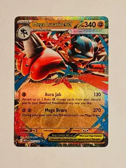 Pokemon TCG Mega Lucario ex 077/132 Me01: Mega Evolution Holo Near Mint - Image 1
