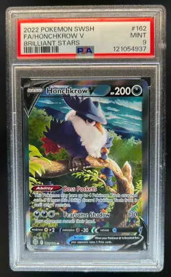 2022 Pokemon SWSH Brilliant Stars Honchkrow V #162/172 PSA 9 - Image 1