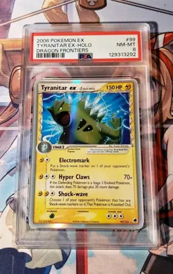 2006 POKEMON EX DRAGON FRONTIERS #99 TYRANITAR EX-HOLO PSA 8 - Image 1