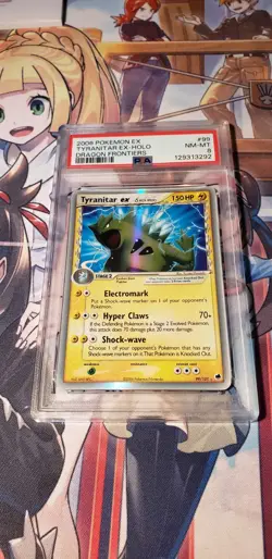 2006 POKEMON EX DRAGON FRONTIERS #99 TYRANITAR EX-HOLO PSA 8 - Image 3