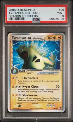 2006 Pokemon Dragon Frontiers Tyranitar ex 99/101 PSA 9 MINT #99 Holo POP 200 - Image 1