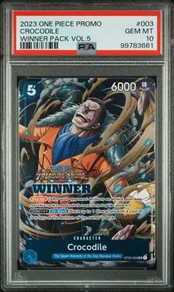2023 ONE PIECE PROMOS #003 CROCODILE WINNER PACK VOL.5 PSA 10 GEM MINT - Image 1