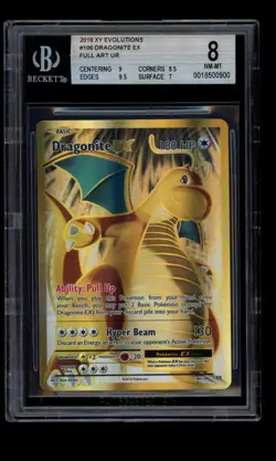 2016 POKEMON XY EVOLUTIONS DRAGONITE EX 106/108 FULL ART ULTRA RARE BGS 8 NM-MT - Image 1