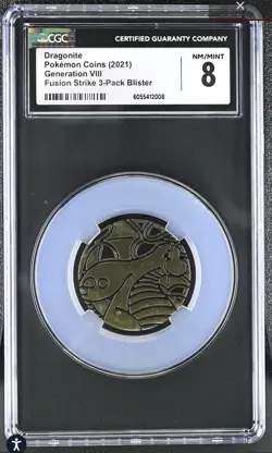 2021 Pokemon Coins CGC 8 Dragonite Coin Gen VIII Fusion Strike 10 PSA BGS - Image 1