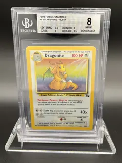 1999 Pokemon Dragonite 4/62 Fossil Holo BGS 8 NM-MT - Image 1