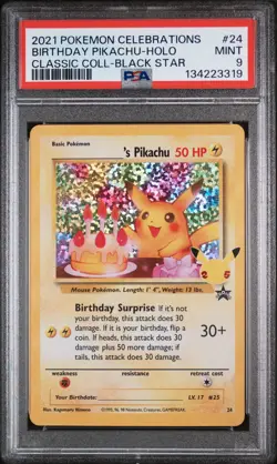 2021 POKEMON CELEBRATIONS CLASSIC COLLECTION #24 BIRTHDAY PIKACHU-HOLO PSA 9 - Image 1