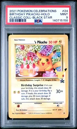 2021 POKEMON CELEBRATIONS CLASSIC COLLECTION #24 BIRTHDAY PIKACHU-HOLO PSA 9 - Image 1