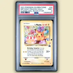 2021 Pokemon Celebrations Birthday Pikachu #24 Holo Classic Collection PSA 9 QTY - Image 1