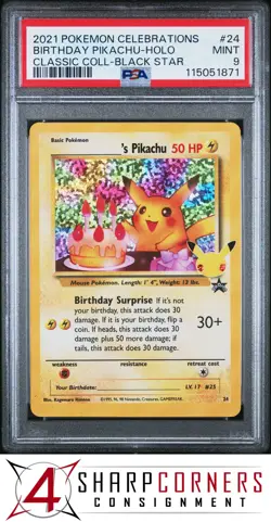 2021 POKEMON CELEBRATIONS CLASSIC PROMO #24 BIRTHDAY PIKACHU-HOLO PSA 9 - Image 1