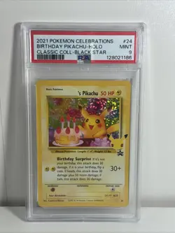2021 Pokemon Celebrations Classic #24 Birthday Pikachu-Holo PSA 9 - Image 1