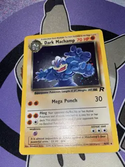 Pokemon TCG Holo Swirl Dark Machamp 10/82 Team Rocket LP Rare Vintage - Image 1