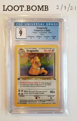 Pokemon DRAGONITE CGC 9 Fossil 1st Edition #4/62 1999 Holo PSA BGS - Image 1