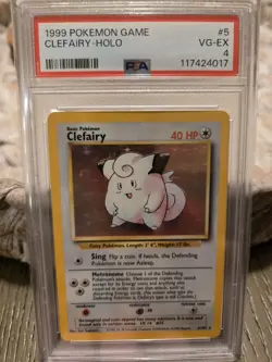 Pokemon TCG Clefairy Base Set Holo Unlimited Rare 5/102 PSA 4 - Image 1