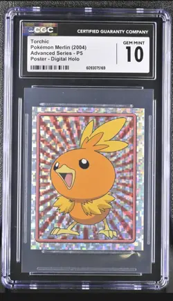 CGC 10 2004 Torchic Pokemon Merlin Advanced Series P5 Poster Digital Holo - Image 1