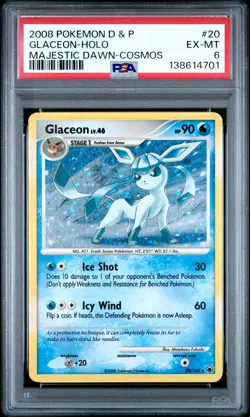 2008 POKEMON DIAMOND & PEARL MAJESTIC DAWN COSMOS #20 GLACEON-HOLO PSA 6 - Image 1