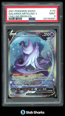 2021 POKEMON SWSH CHILLING REIGN #170/198 GALARIAN ARTICUNO V FULL ART PSA 9 - Image 1